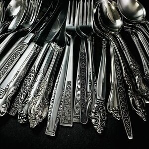 40 Vtg Stainless Flatware Mismatched Japan‎ EKCO National Interpur Oneida Mixed